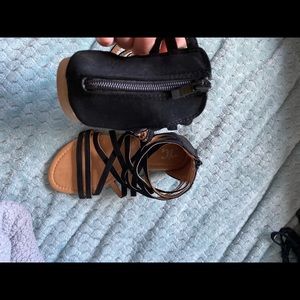 Size 8, lightly worn, black strappy sandals